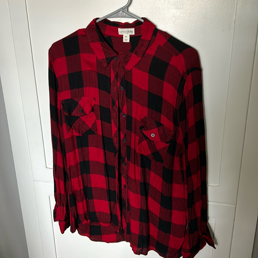 Plaid Button Front.